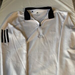 Adidas White and Black Zip-Up Top